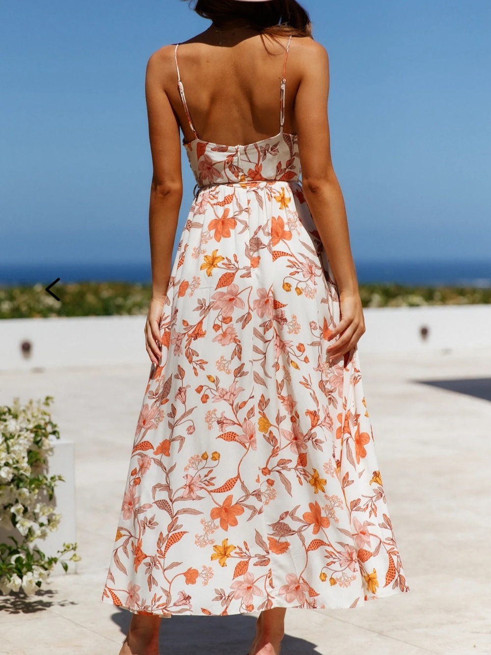 Hello Molly Ivory Maxi Dress with Orange Floral Print - Picture 2 of 4